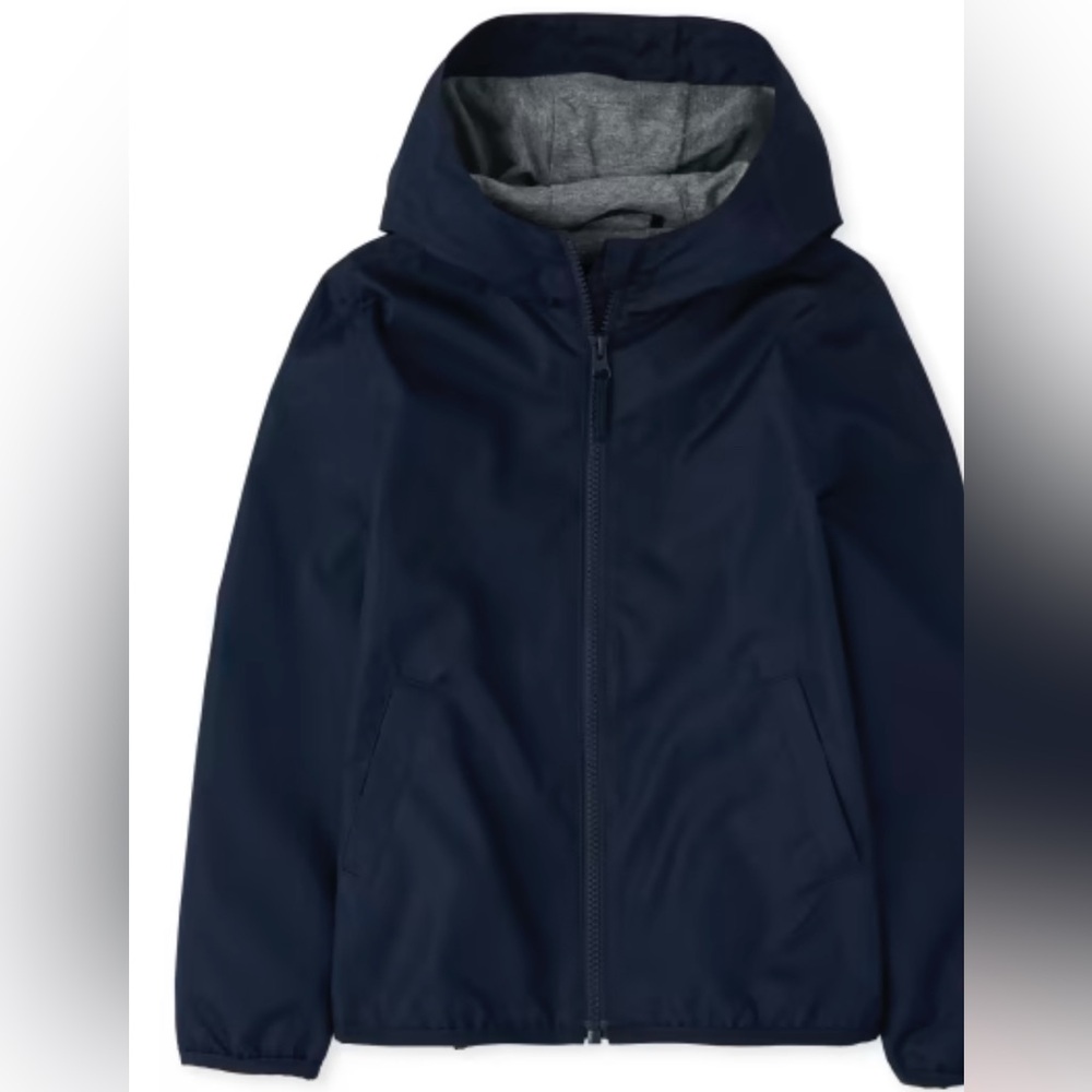 The Children’s Place Kids Windbreaker Hooded Jacket in Dark Blue Sz L/G 10-12